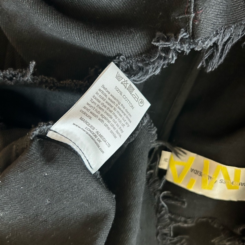 Marques Almeida Black Denim Frayed Mini Dress Medium Ruffle Cuffs - Picture 9 of 10